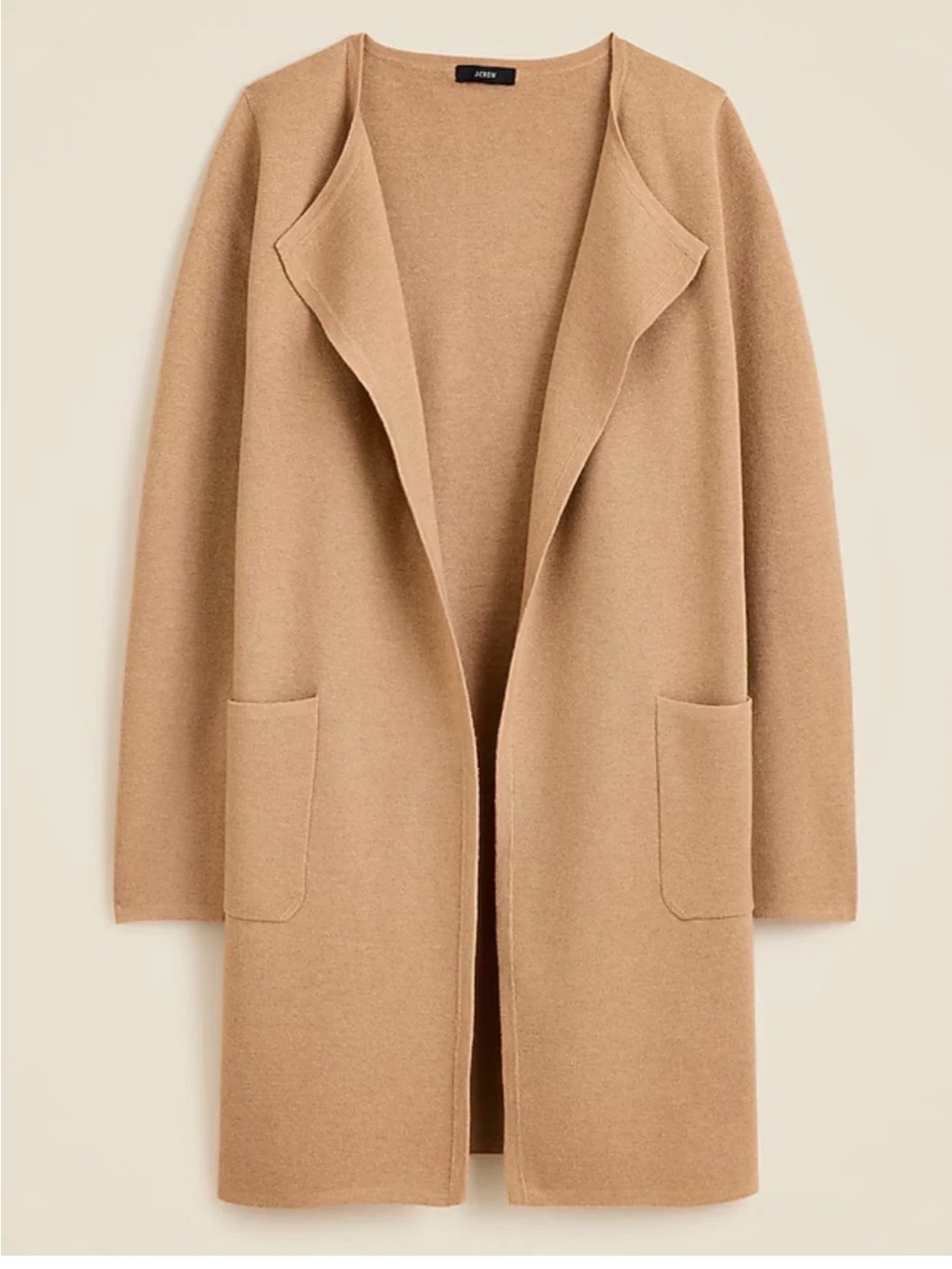 J. Crew Juliette Open-Front Long Coatigan in Heathered Khaki